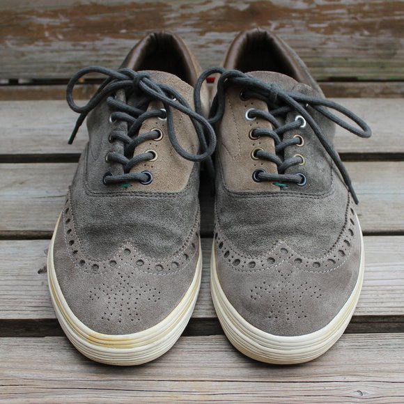 Paul Smith Sneaker Gray Tan Olive Suede Wingtip - Picture 3 of 16